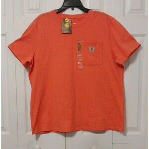 Carhartt Shirt Womens 1X 16W-18W Plus Size Orange 100136 Regular Fit Pocket Tee
